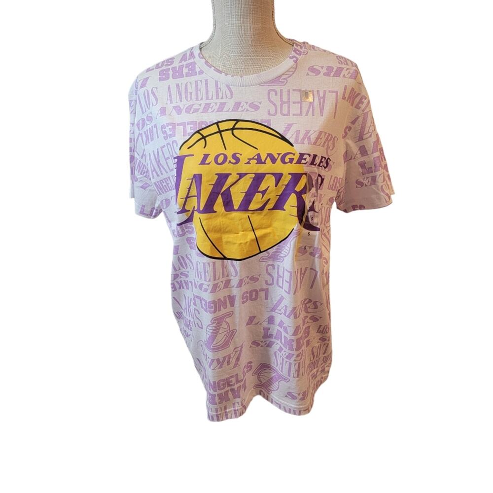 NBA Los Angeles LA Lakers Purple White Short Sleeve Logo Tee Size Small NWT